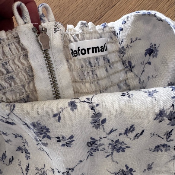 NWOT: Reformation Linen Montecito Floral Dress - Picture 4 of 5